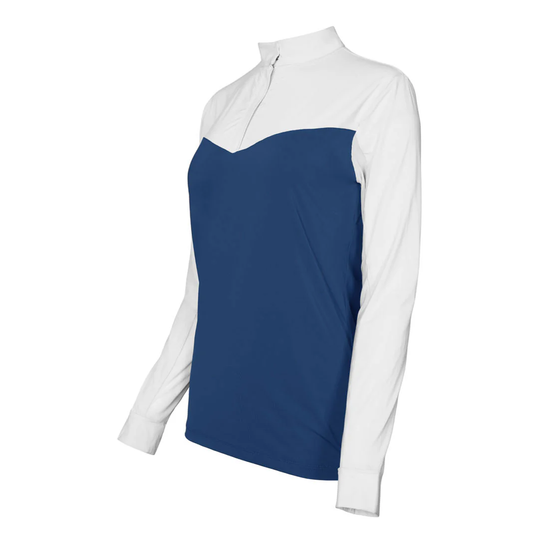 Dapplebay Lady 1/4 Zip Show Top-White/Navy - Image 2