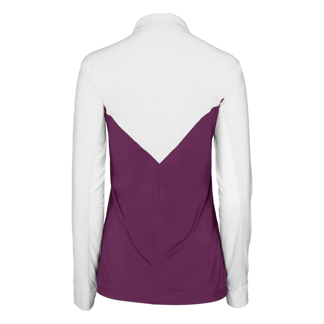 Dapplebay Lady 1/4 Zip Show Top-White/Plum - Image 4