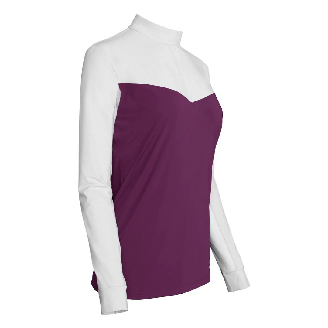 Dapplebay Lady 1/4 Zip Show Top-White/Plum - Image 5