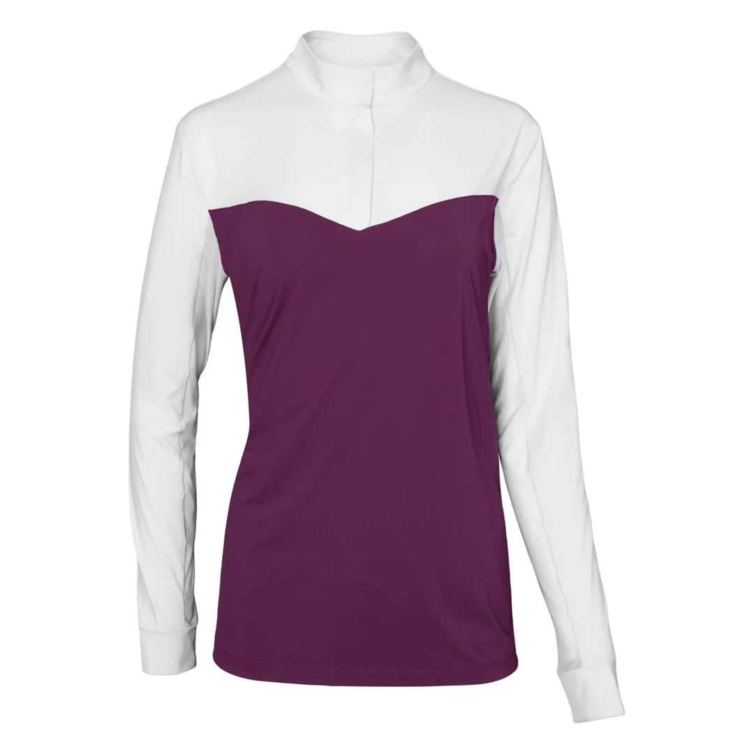 Dapplebay Lady 1/4 Zip Show Top-White/Plum - Image 6