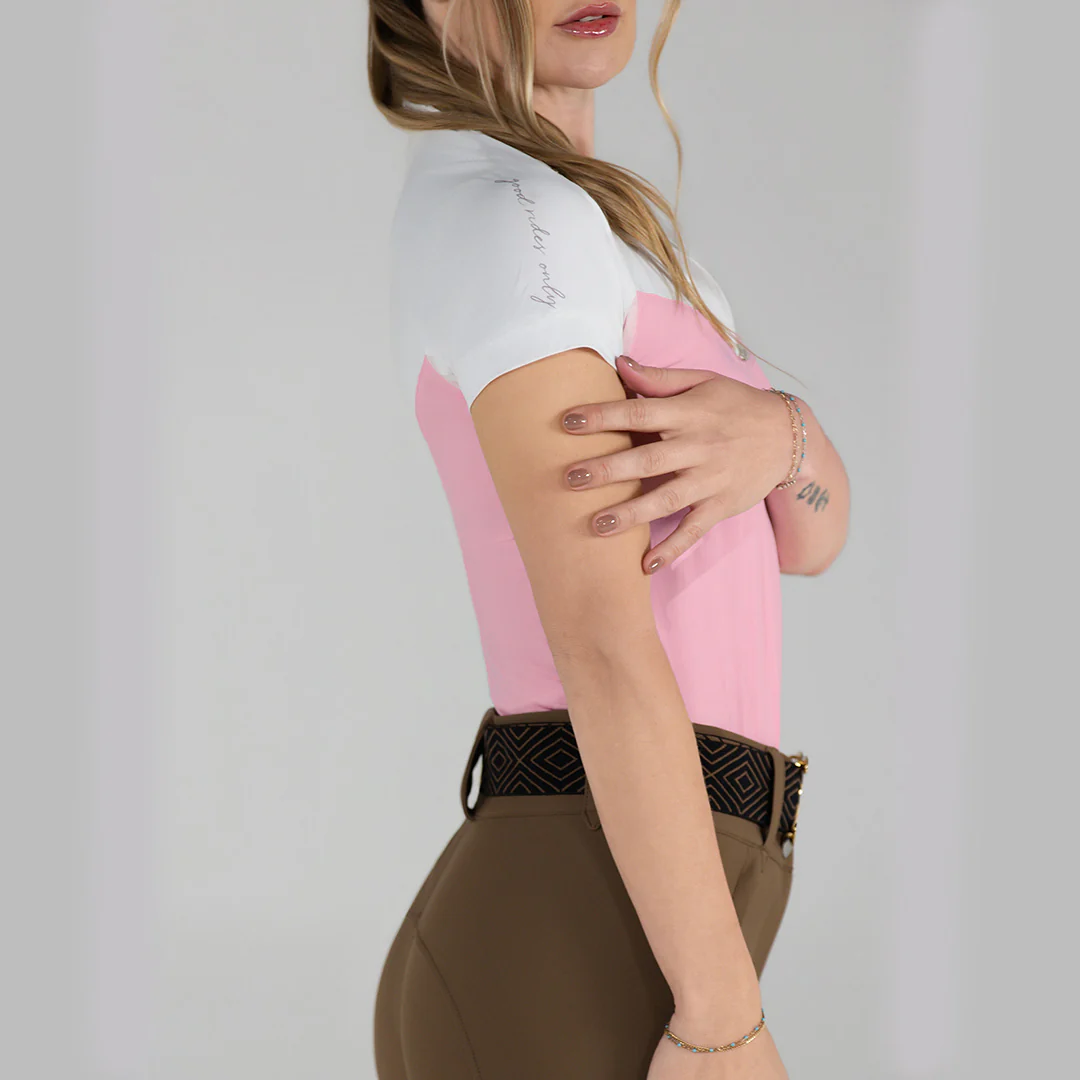 Dapplebay Lady 1/4 Zip SS Show Top-Ballet Pink - Image 4