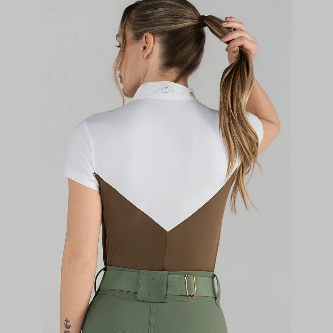 Dapplebay Lady 1/4 Zip SS Show Top-Chestnut - Image 2