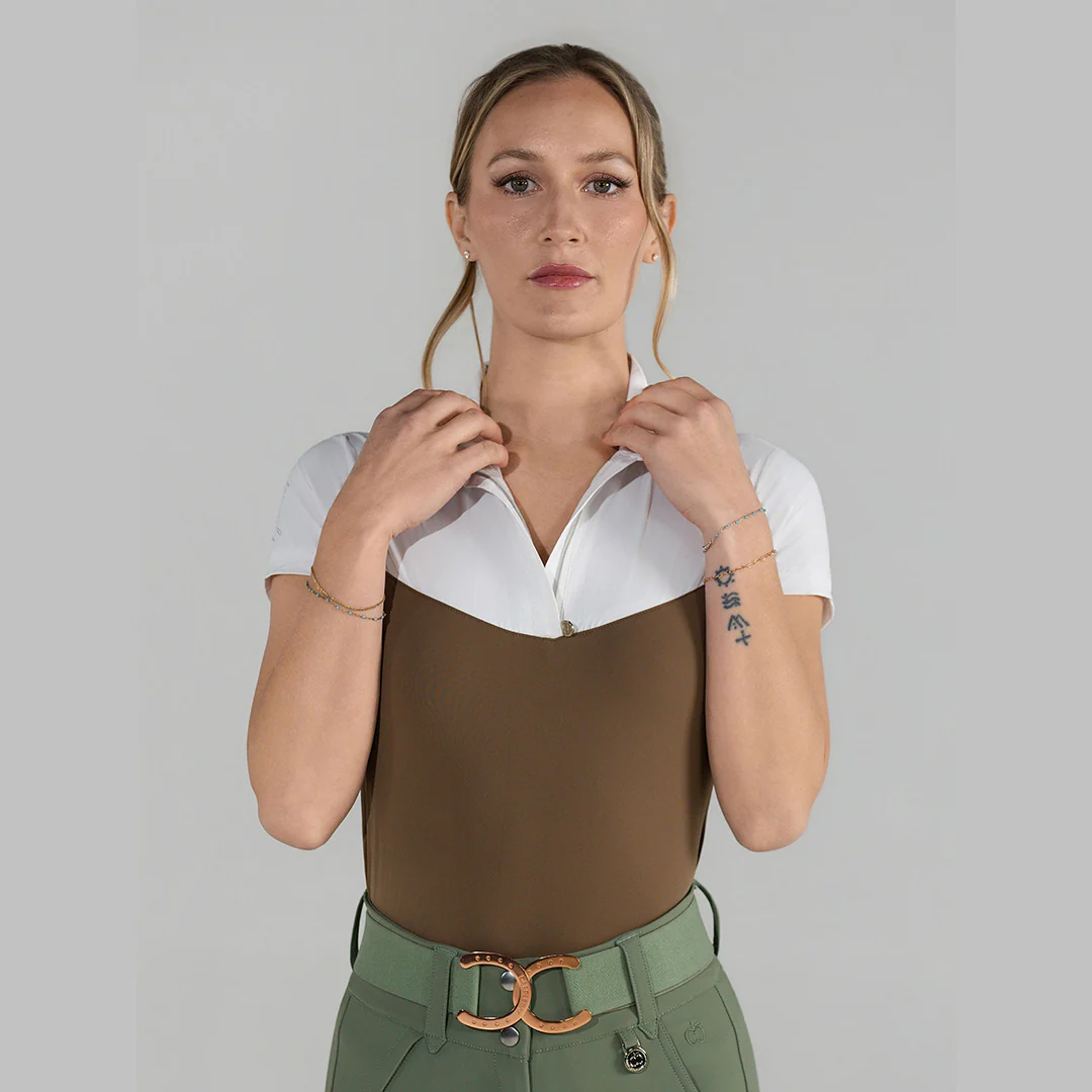 Dapplebay Lady 1/4 Zip SS Show Top-Chestnut - Image 3