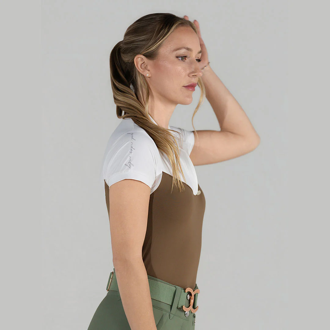 Dapplebay Lady 1/4 Zip SS Show Top-Chestnut - Image 5