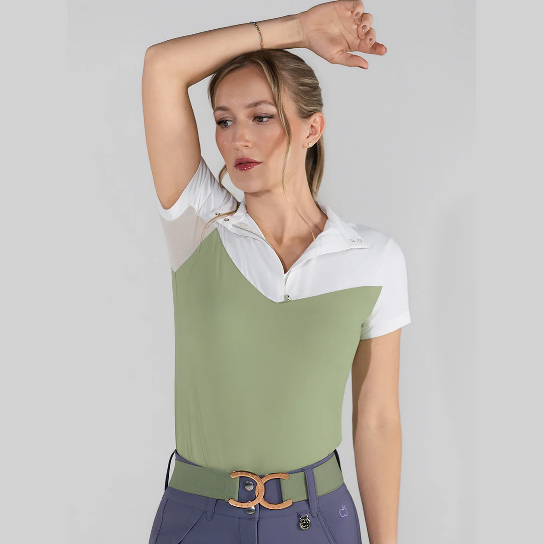 Dapplebay Lady 1/4 Zip SS Show Top-Sage - Image 3