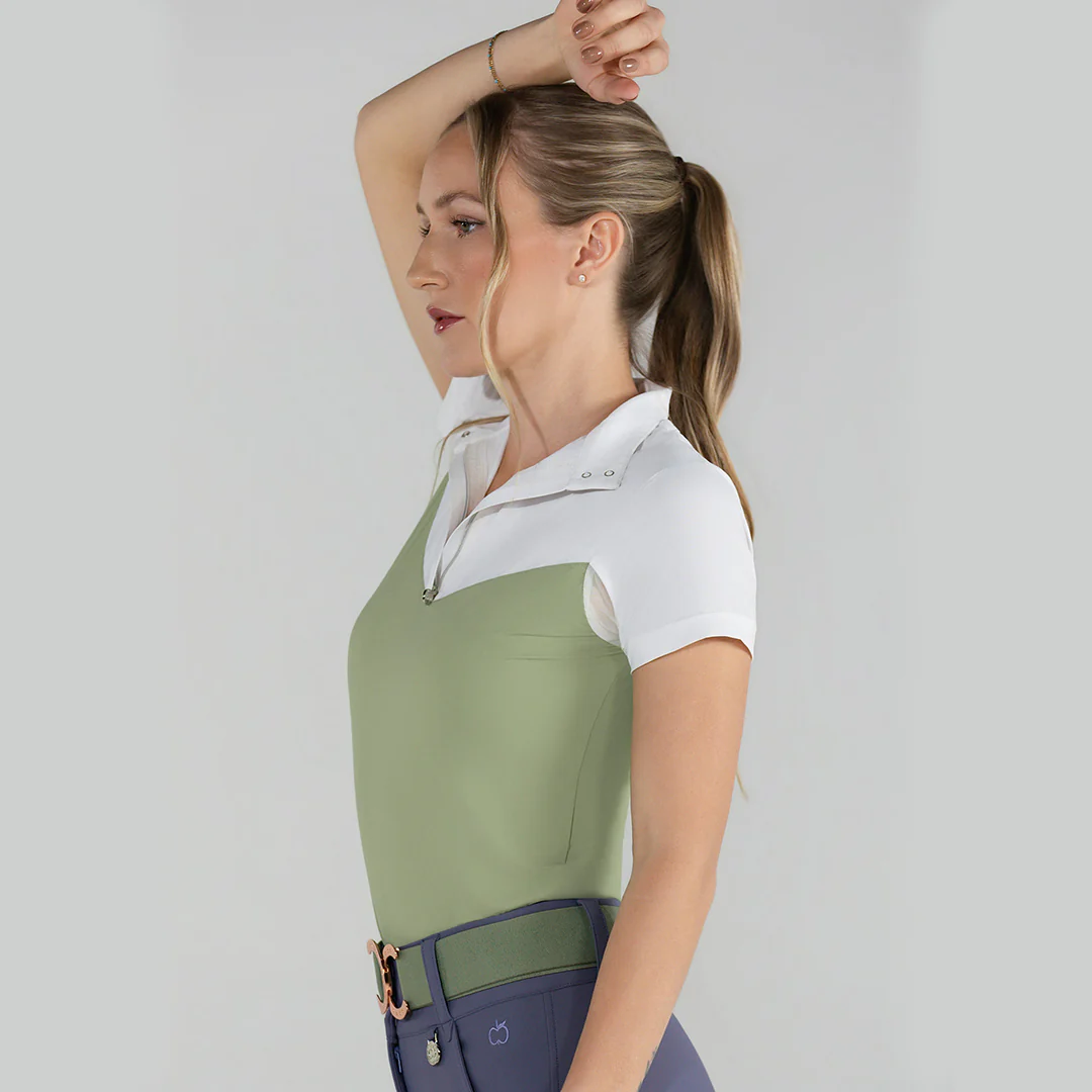 Dapplebay Lady 1/4 Zip SS Show Top-Sage - Image 4