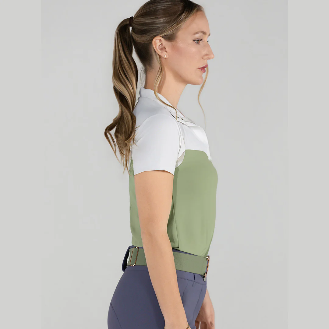 Dapplebay Lady 1/4 Zip SS Show Top-Sage - Image 5