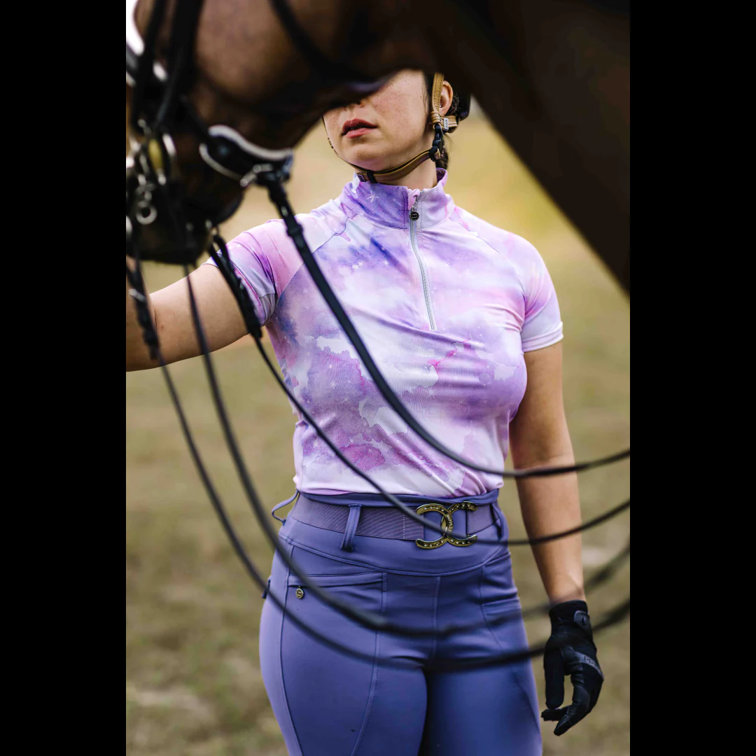 Dapplebay Lavender Haze 1/4 Zip Light Riding Top-Short Sleeve - Image 3