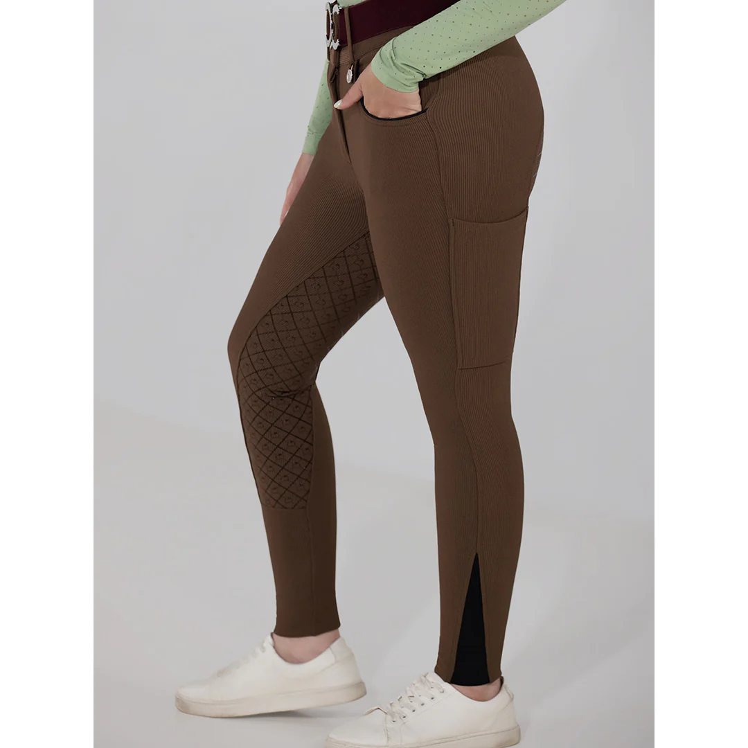 Dapplebay Pro Ribbed Silicone Full Seat Breeches-Chestnut - Image 2