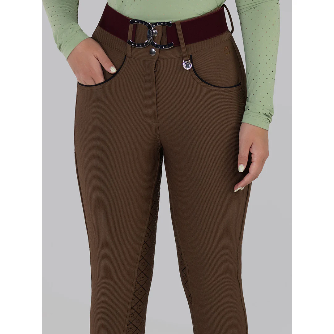 Dapplebay Pro Ribbed Silicone Full Seat Breeches-Chestnut - Image 3