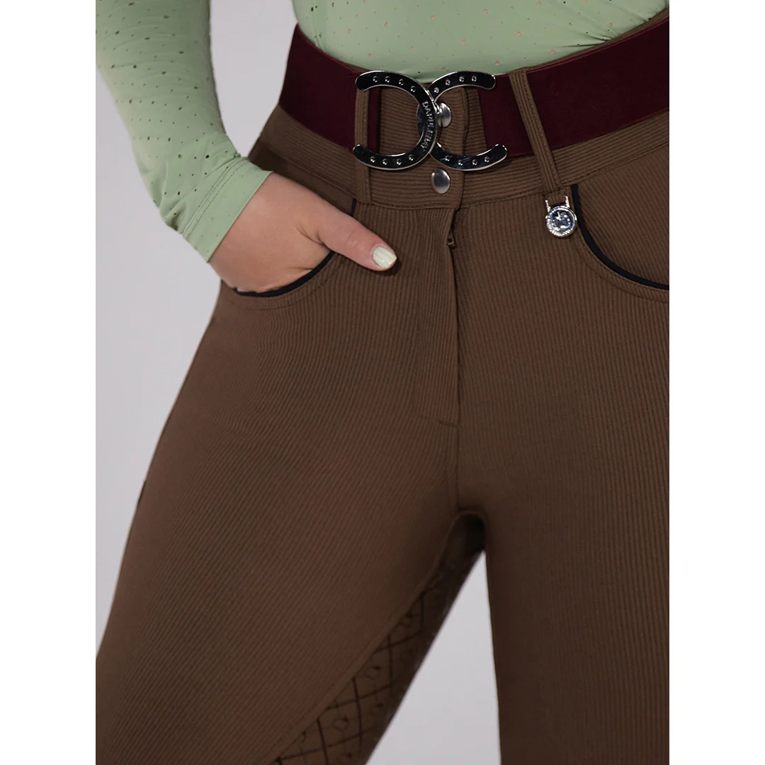 Dapplebay Pro Ribbed Silicone Full Seat Breeches-Chestnut - Image 4