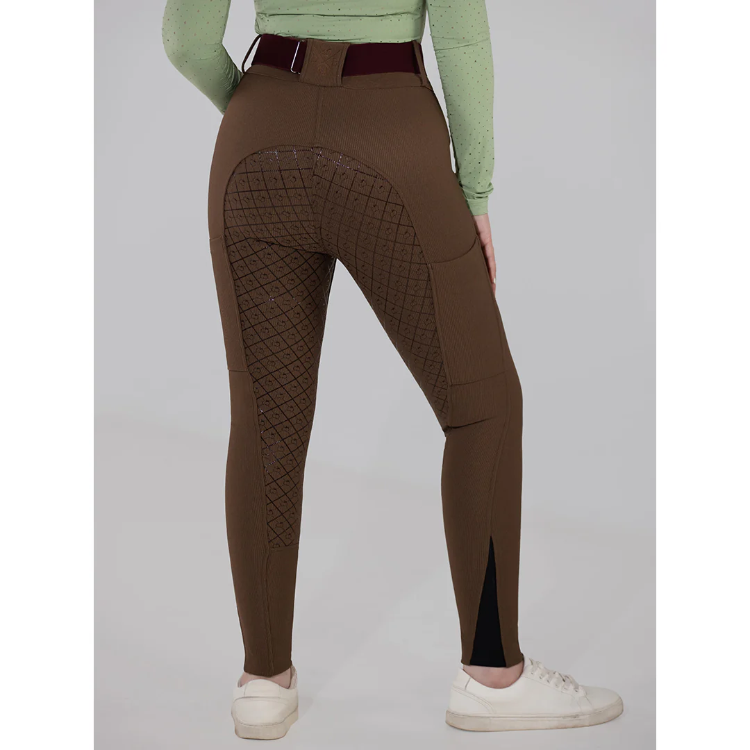 Dapplebay Pro Ribbed Silicone Full Seat Breeches-Chestnut - Image 5