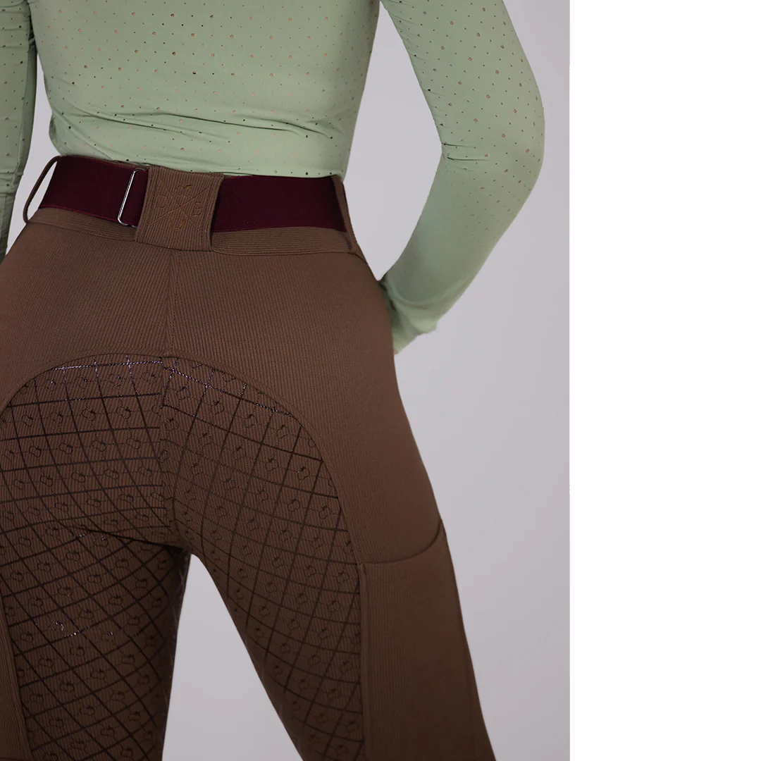 Dapplebay Pro Ribbed Silicone Full Seat Breeches-Chestnut - Image 6