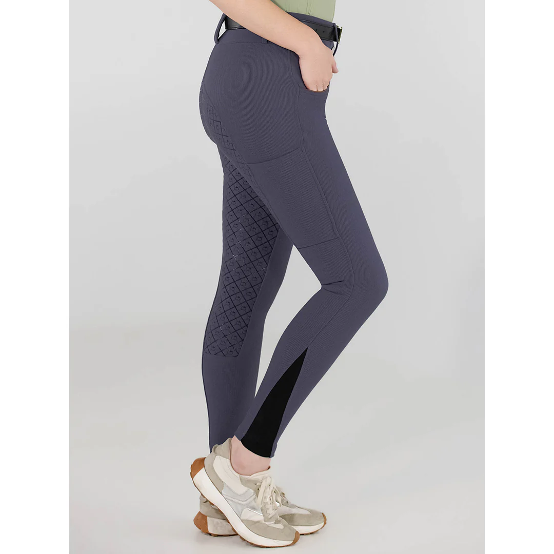 Dapplebay Pro Ribbed Silicone Full Seat Breeches-Purple Dusk - Image 4