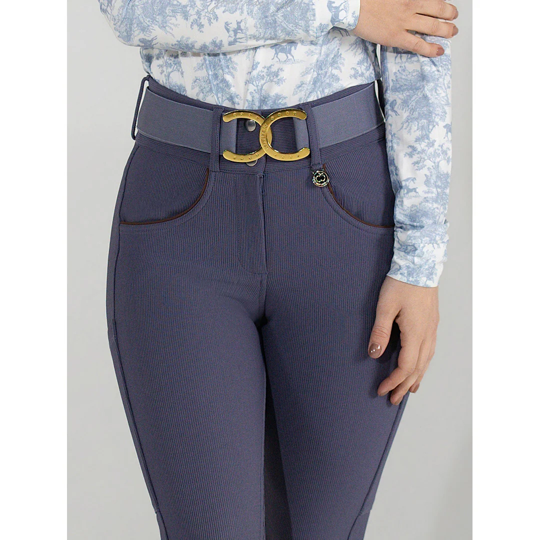 Dapplebay Pro Ribbed Silicone Full Seat Breeches-Purple Dusk - Image 6