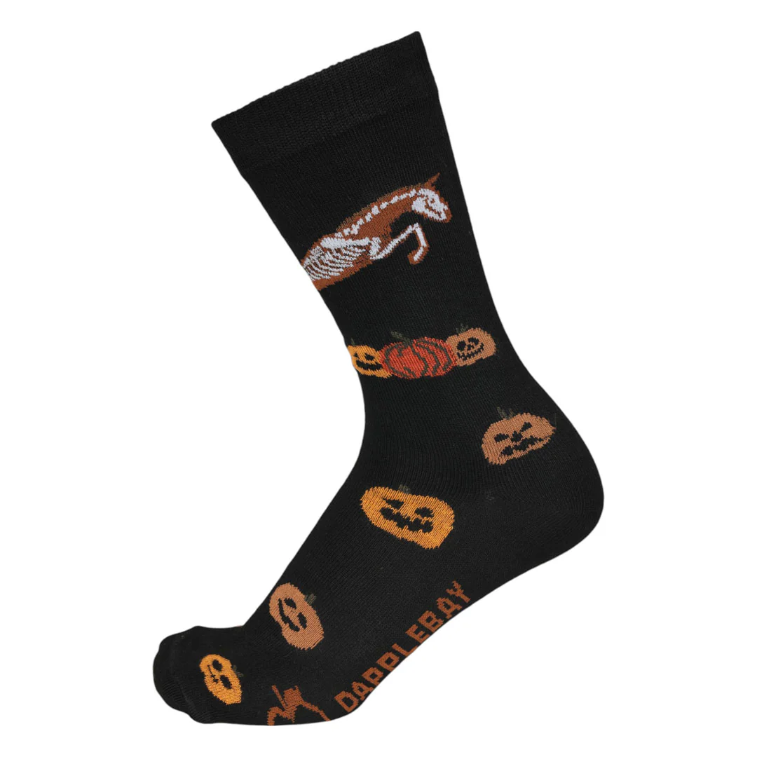 Dapplebay Pumpkin Jumper Knit Crew Socks-Black - Image 2