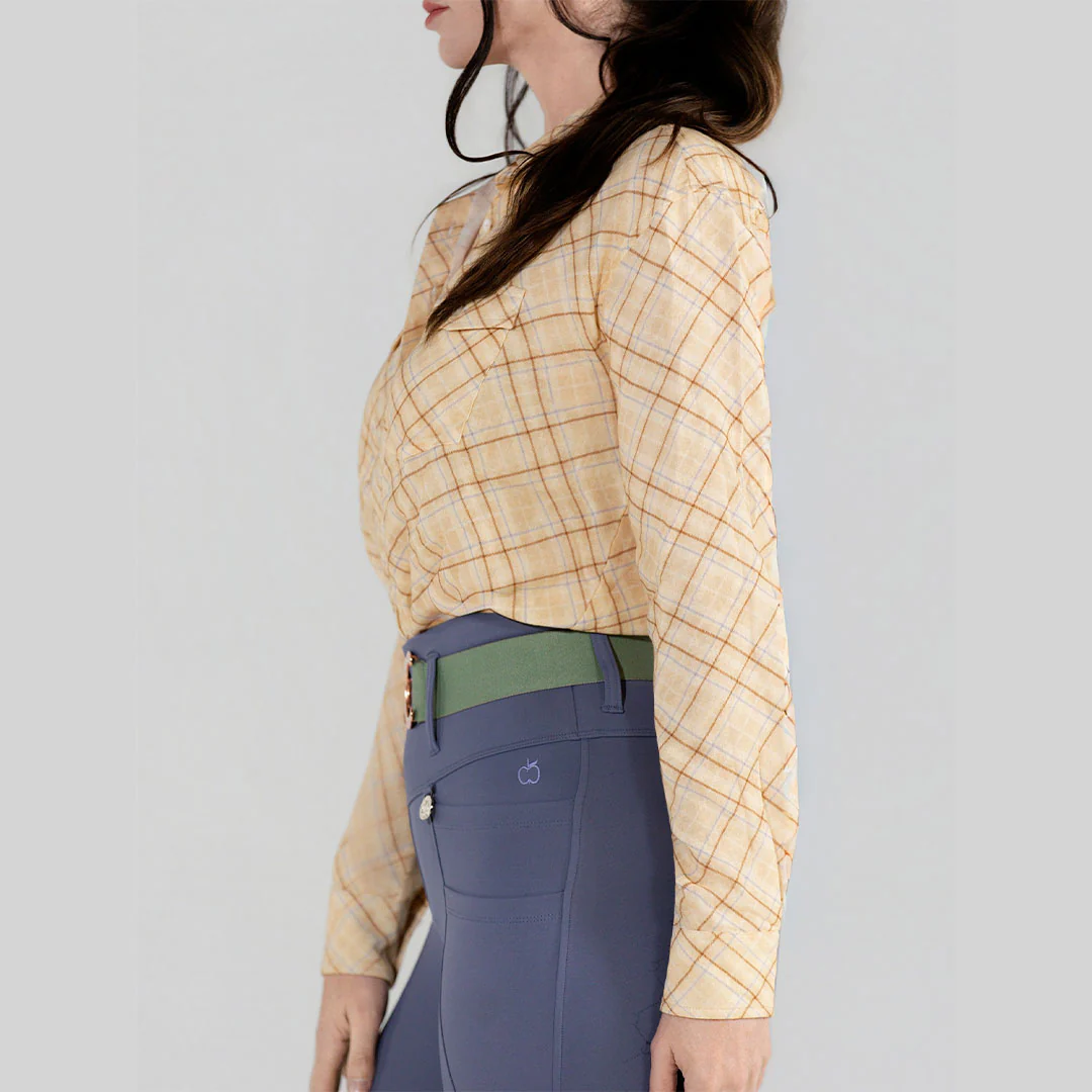 Dapplebay Spring Plaid Breezy Button Up Top-Tan - Image 4
