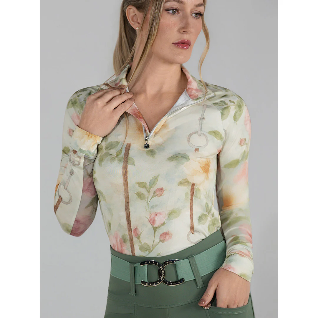 Dapplebay Vintage Floral 1/4 Zip LS Riding Top - Image 3