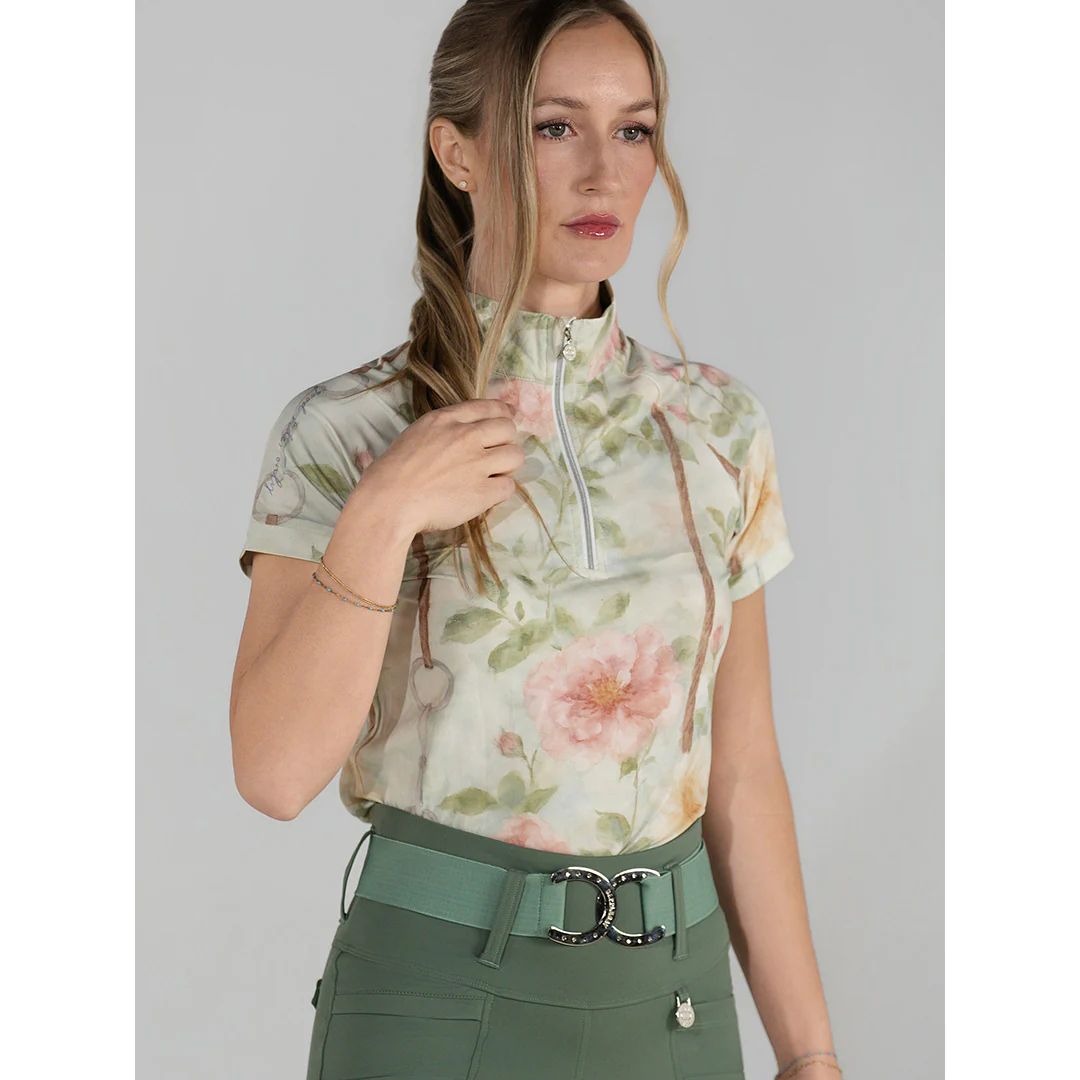 Dapplebay Vintage Floral 1/4 Zip SS Riding Top - Image 3