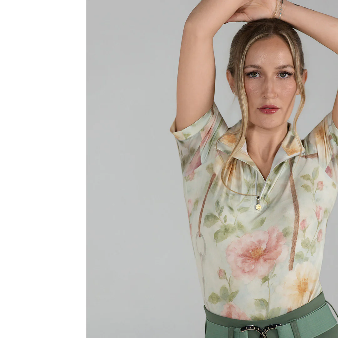 Dapplebay Vintage Floral 1/4 Zip SS Riding Top - Image 5