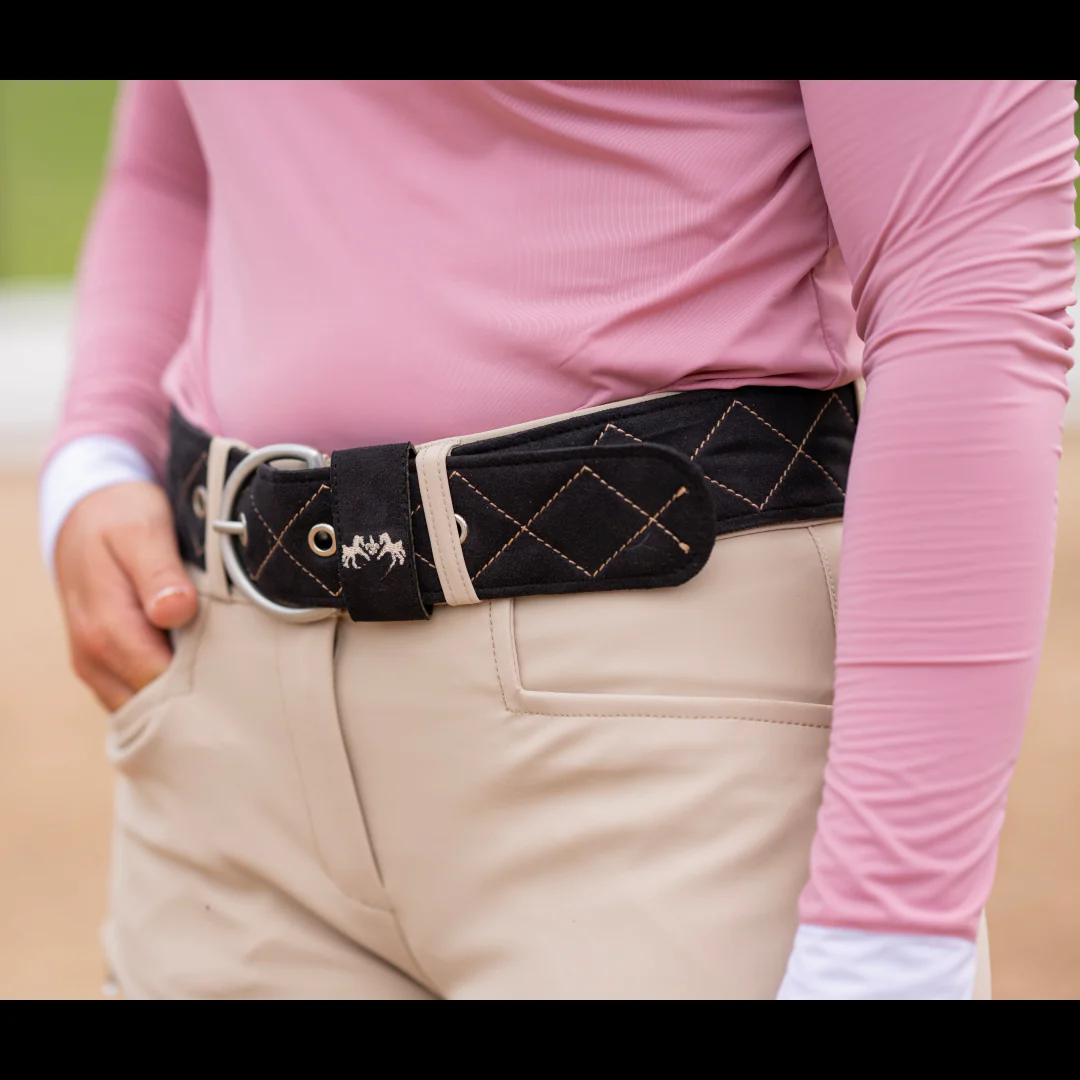 Equine Couture Diamond Quilted Suede Belt with Diagonal Line - Image 3