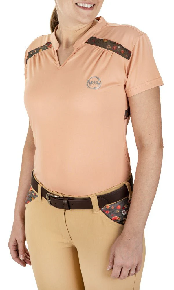 Equine Couture Women EcoRider Thea Notched V-Neck Short Sleeve Sport Shirt - Image 4