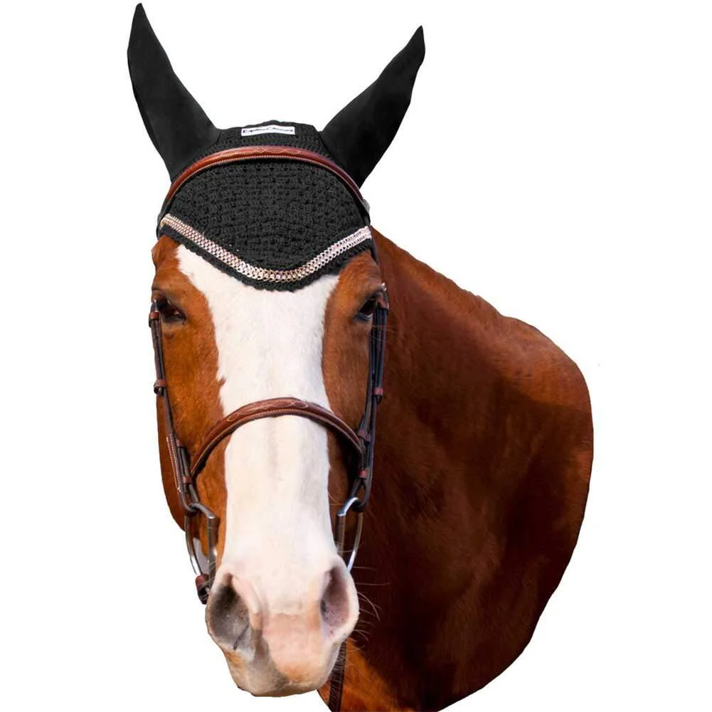 Equine Couture Fly Bonnet with Gold Chain - Image 4