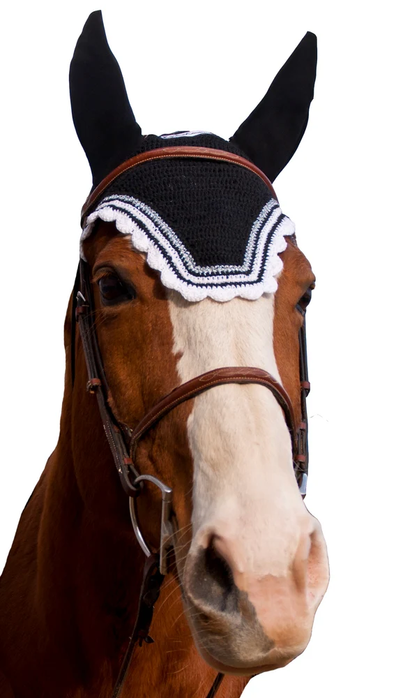 Equine Couture Fly Bonnet with Silver Lurex & Contrast Color - Image 3