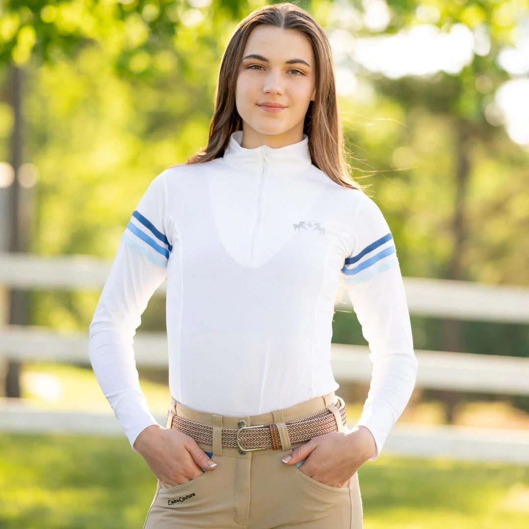 Equine Couture Gradient Long Sleeve Show Shirt w/ Arm Stripes - Image 3