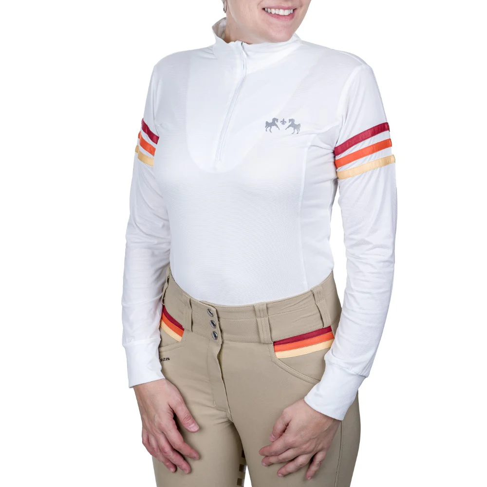 Equine Couture Gradient Long Sleeve Show Shirt w/ Arm Stripes - Image 6