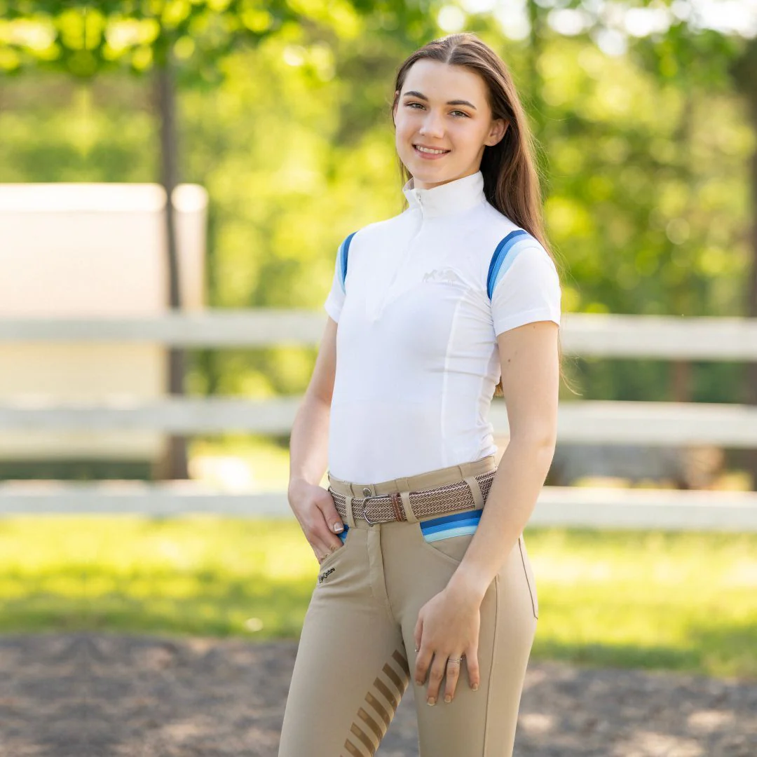 Equine Couture Gradient Short Sleeve Show Shirt w/ Arm Stripes - Image 5