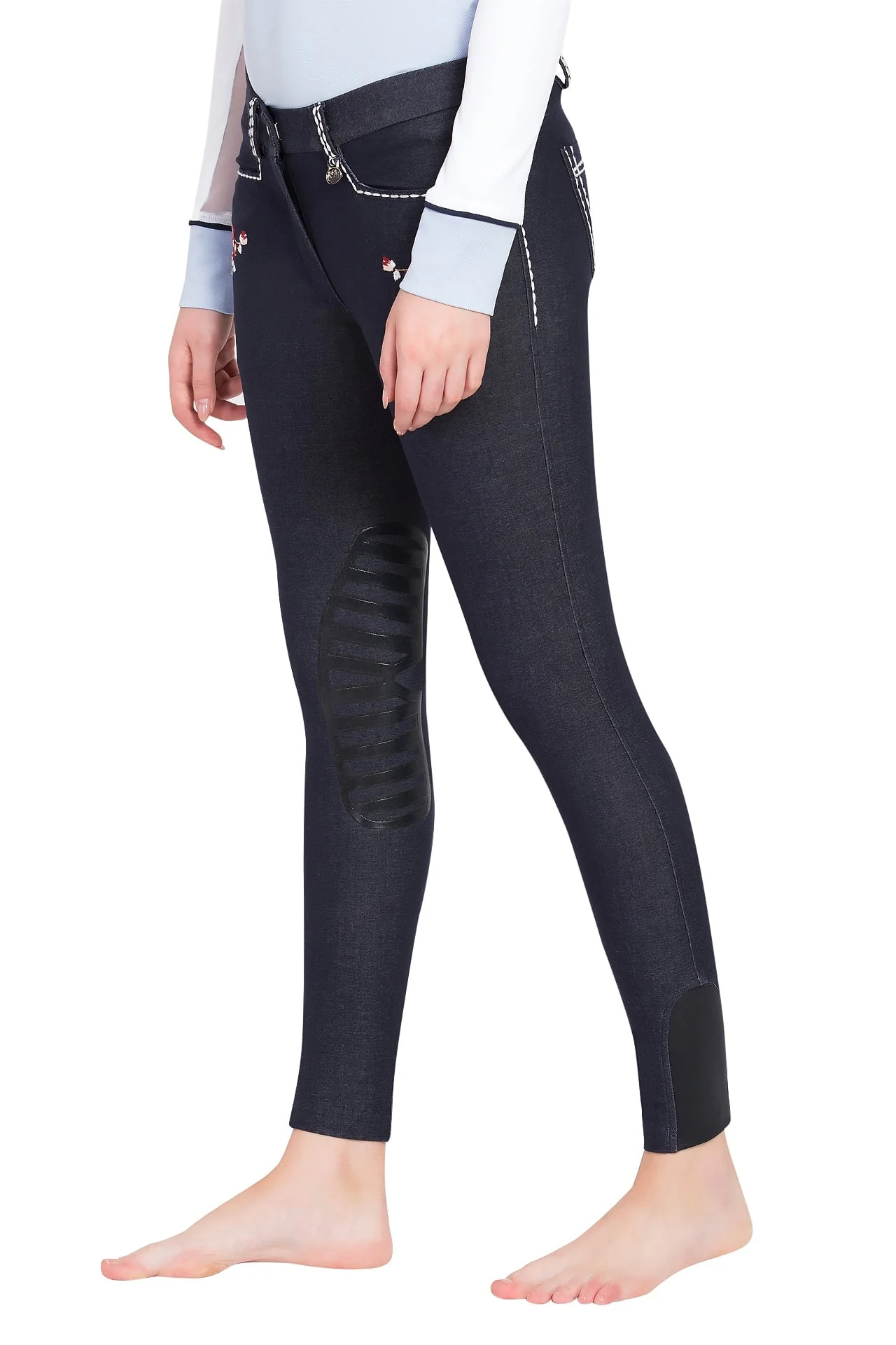 Equine Couture Ladies Alice Denim Embroidered Breeches - Image 3