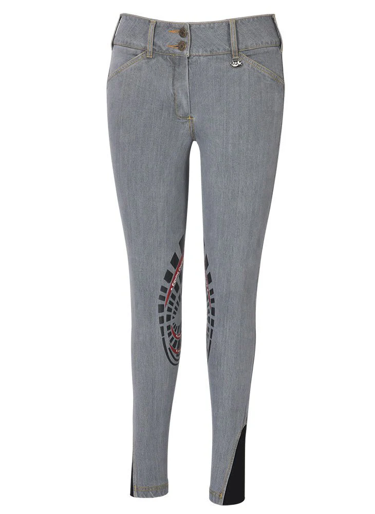 Equine Couture Ladies Calabasas Printed Silicone Patch Denim Breeches - Image 3