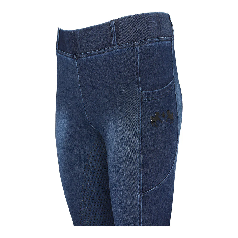 Equine Couture Ladies Denim Full Seat Silicon Tights with Phone Pocket - Image 10