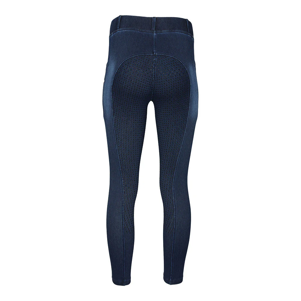 Equine Couture Ladies Denim Full Seat Silicon Tights with Phone Pocket - Image 12