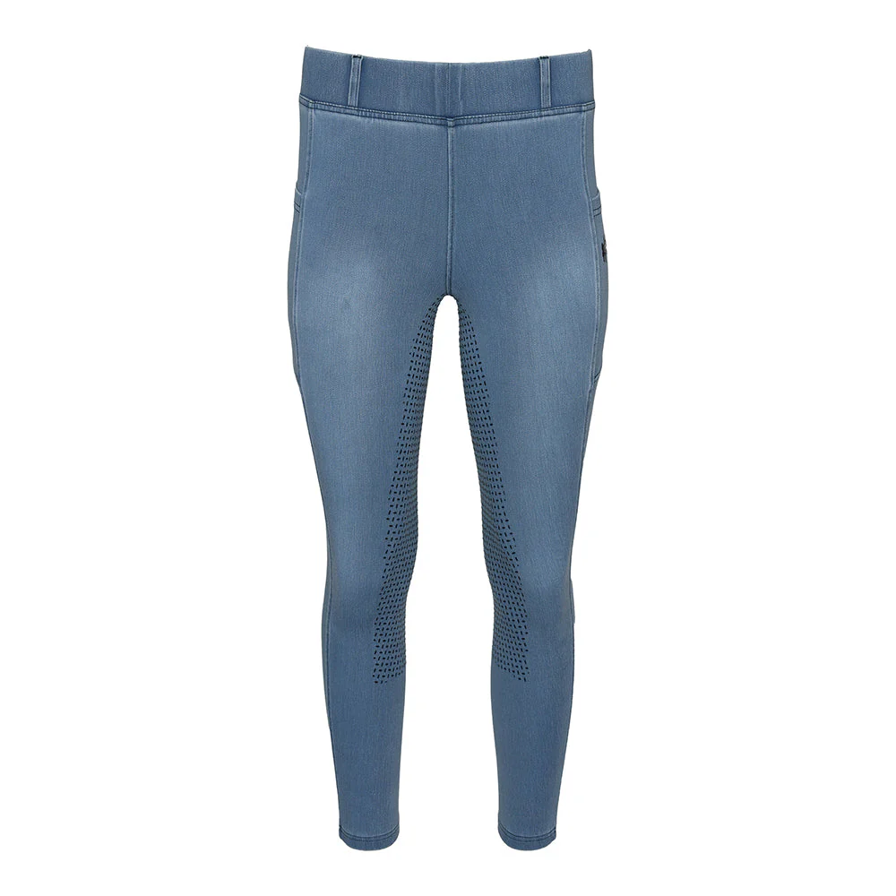 Equine Couture Ladies Denim Full Seat Silicon Tights with Phone Pocket - Image 14