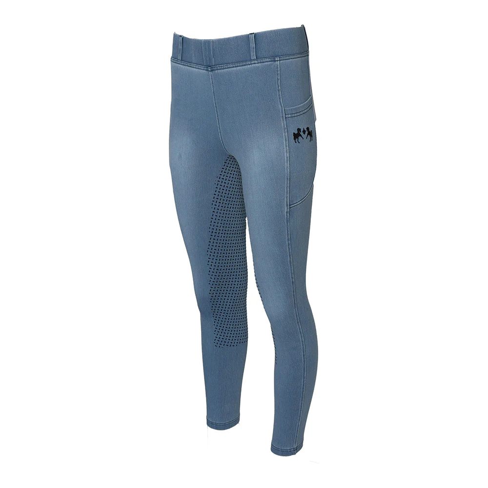 Equine Couture Ladies Denim Full Seat Silicon Tights with Phone Pocket - Image 15