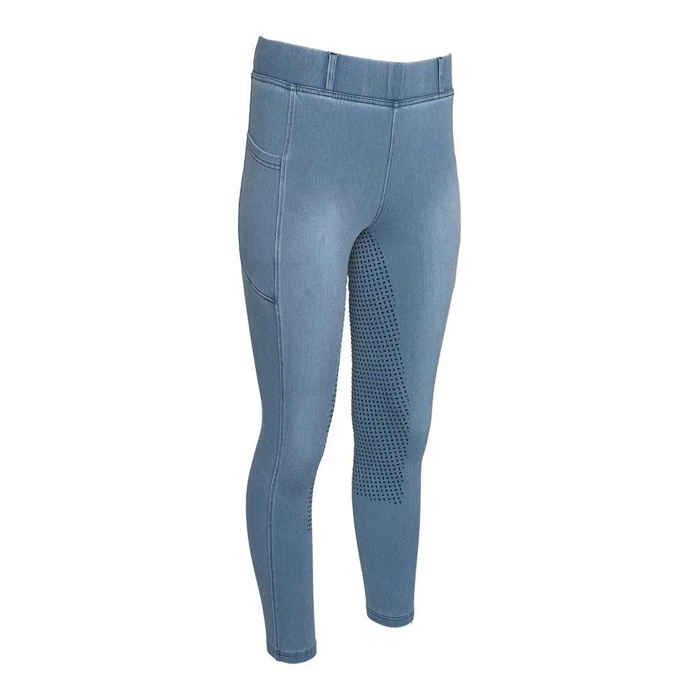 Equine Couture Ladies Denim Full Seat Silicon Tights with Phone Pocket - Image 18