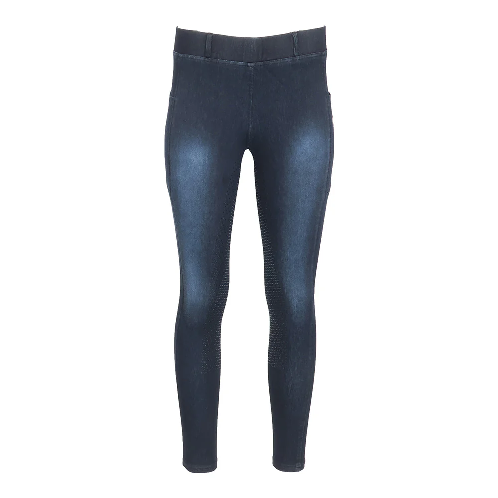 Equine Couture Ladies Denim Full Seat Silicon Tights with Phone Pocket - Image 19