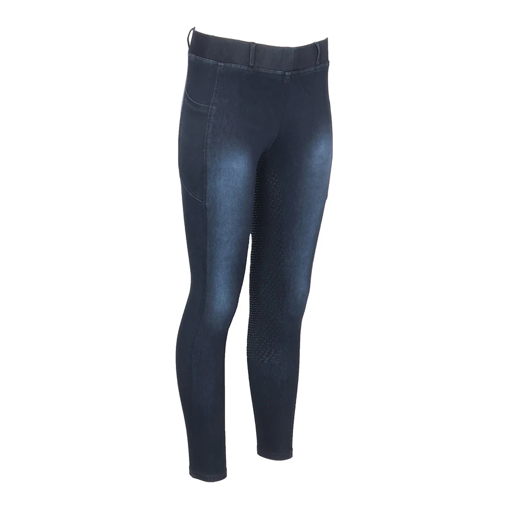 Equine Couture Ladies Denim Full Seat Silicon Tights with Phone Pocket - Image 20