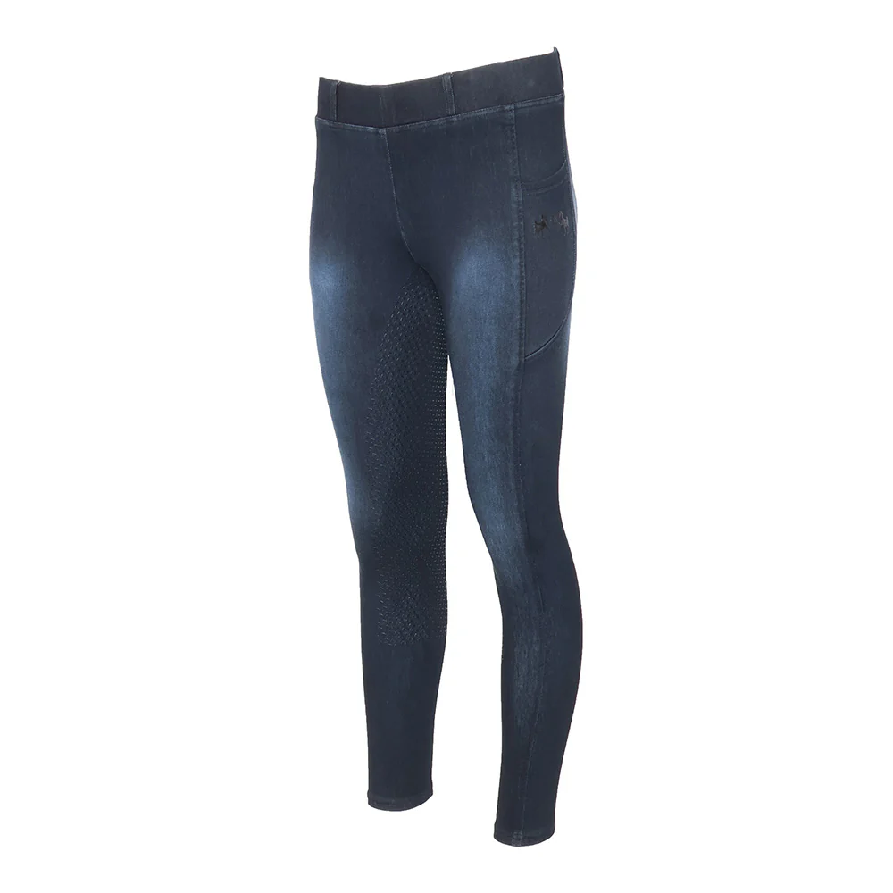 Equine Couture Ladies Denim Full Seat Silicon Tights with Phone Pocket - Image 21