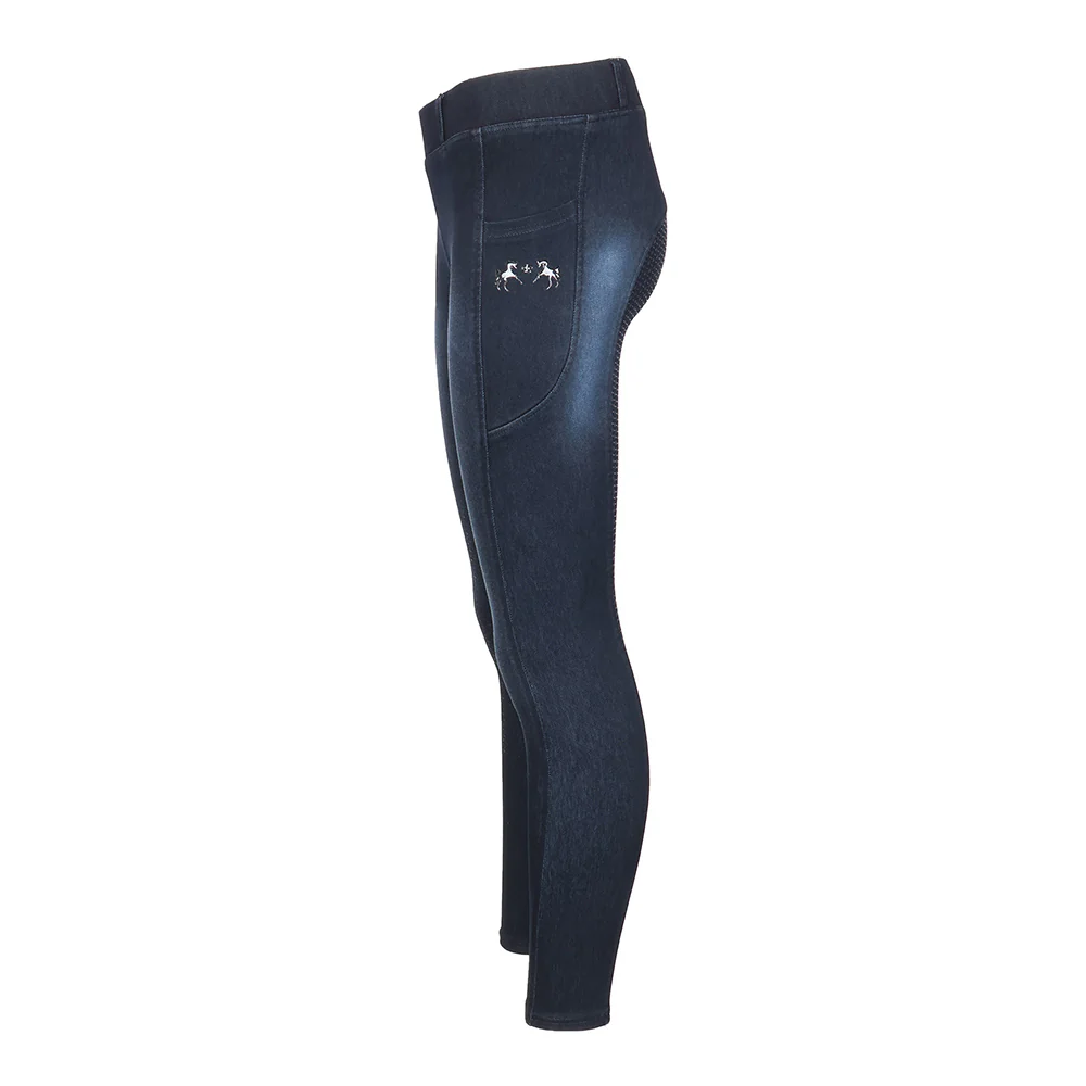 Equine Couture Ladies Denim Full Seat Silicon Tights with Phone Pocket - Image 22