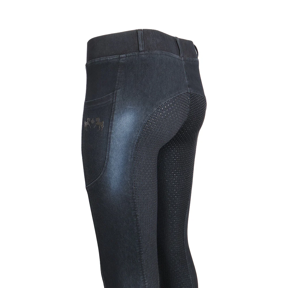 Equine Couture Ladies Denim Full Seat Silicon Tights with Phone Pocket - Image 23