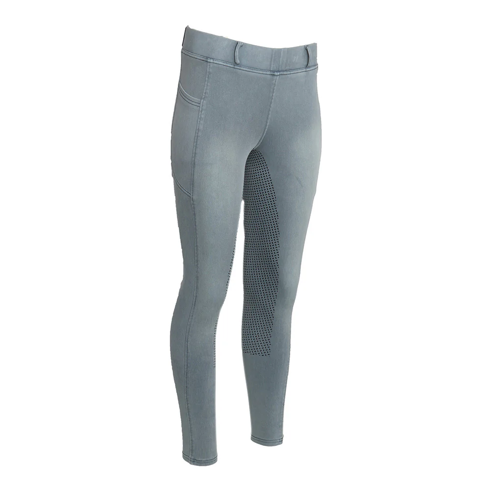 Equine Couture Ladies Denim Full Seat Silicon Tights with Phone Pocket - Image 26