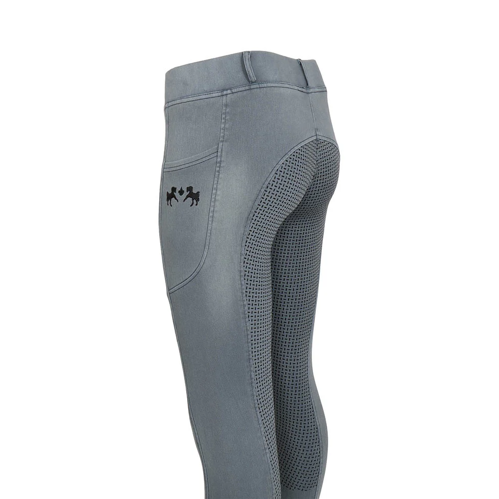 Equine Couture Ladies Denim Full Seat Silicon Tights with Phone Pocket - Image 27