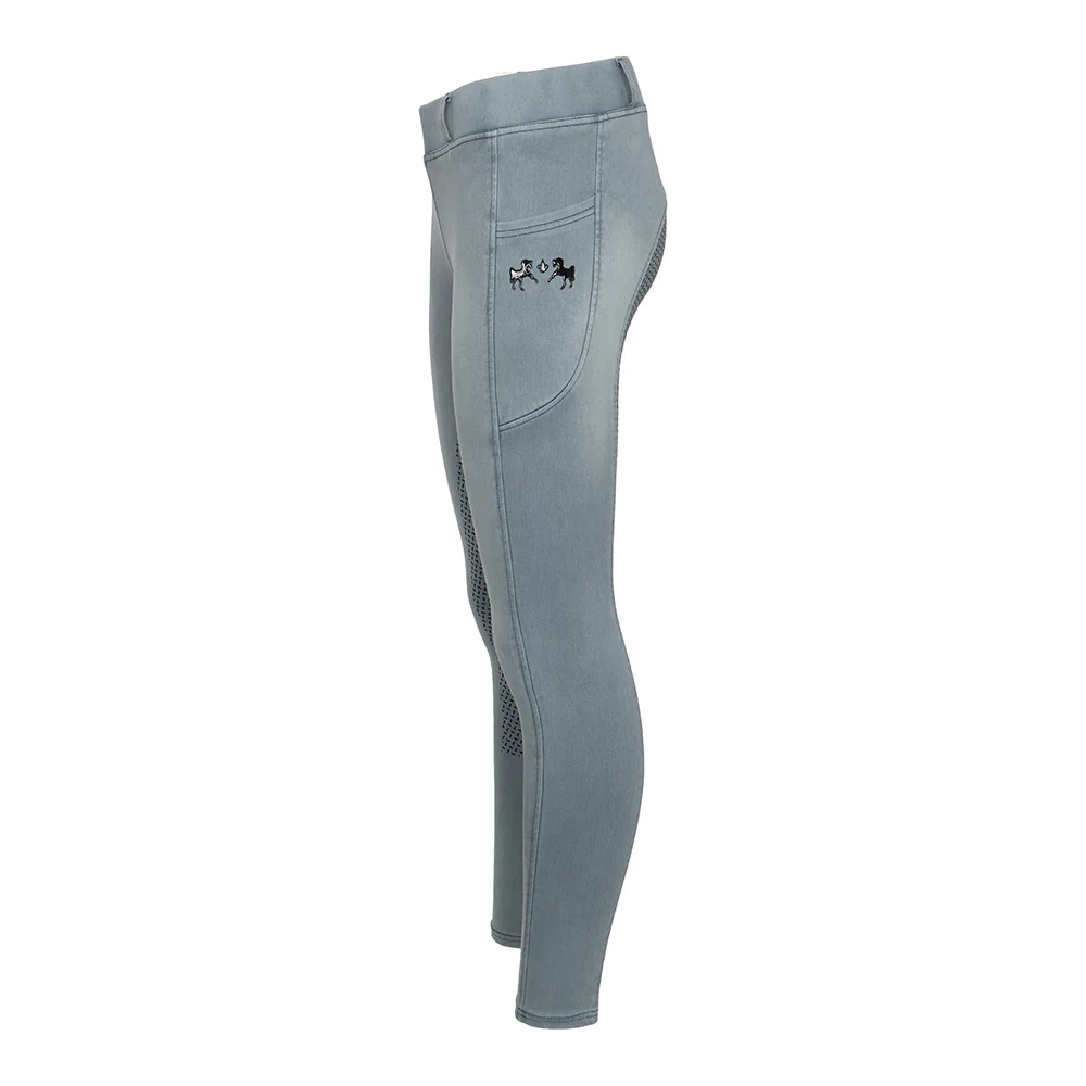 Equine Couture Ladies Denim Full Seat Silicon Tights with Phone Pocket - Image 29