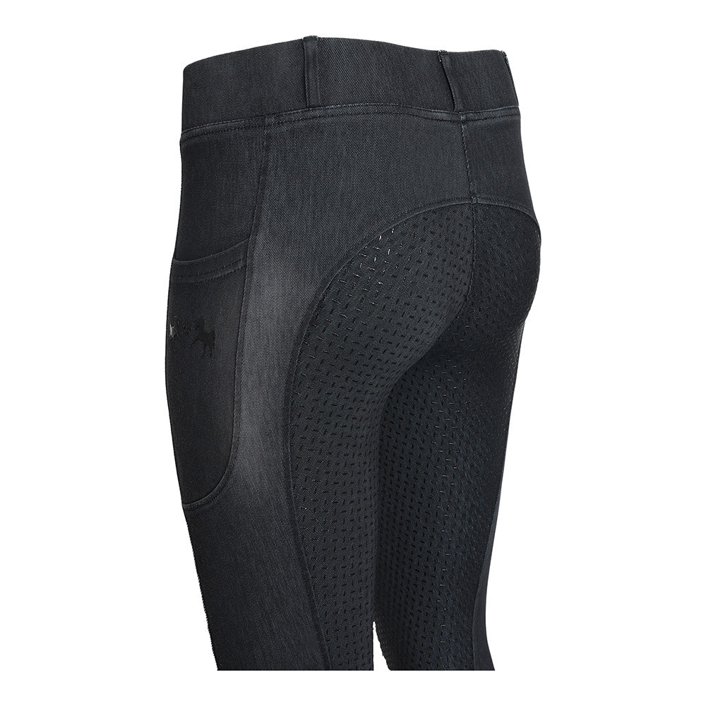 Equine Couture Ladies Denim Full Seat Silicon Tights with Phone Pocket - Image 5