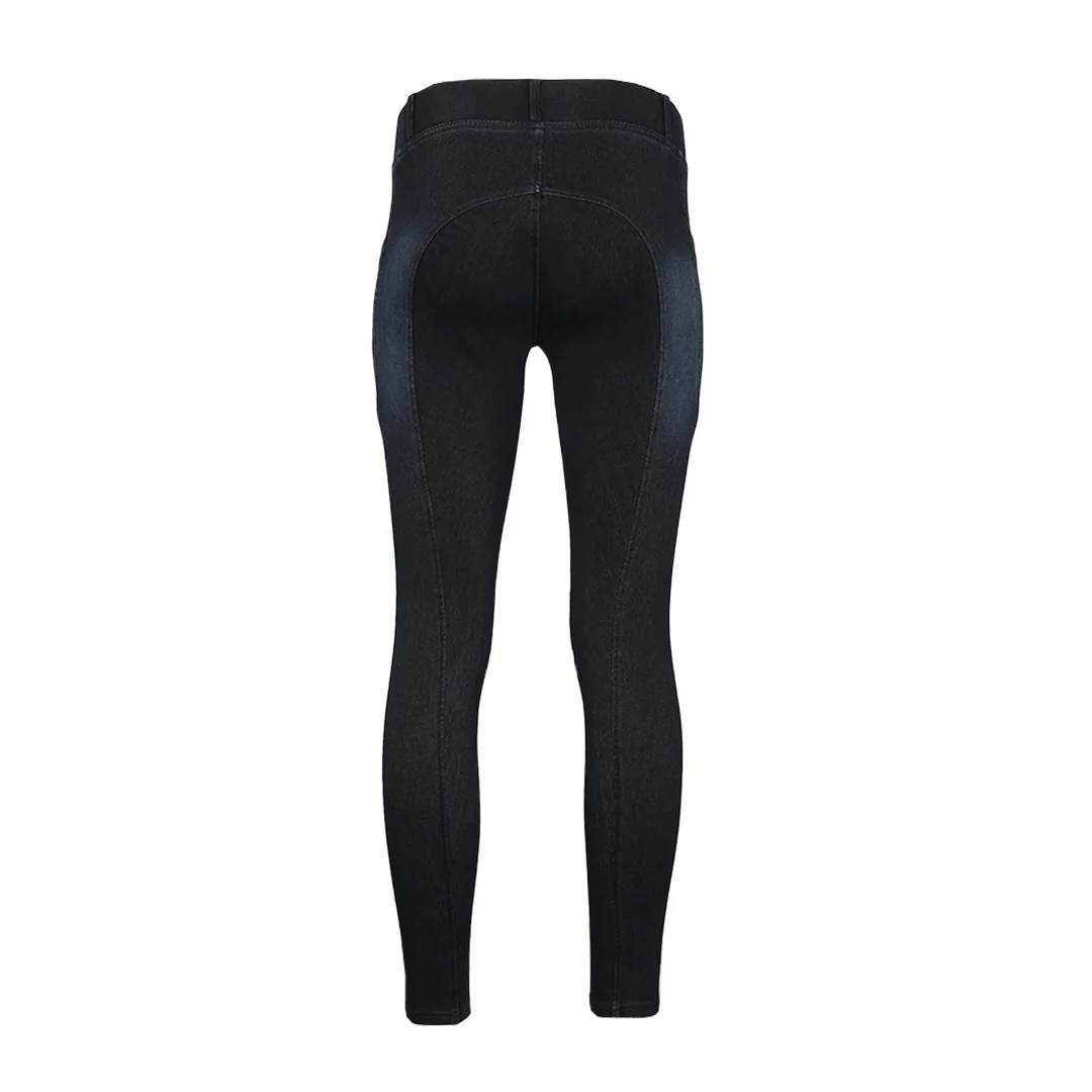 Equine Couture Ladies Denim Silicon Knee Patch Tights with Phone Pocket - Image 16