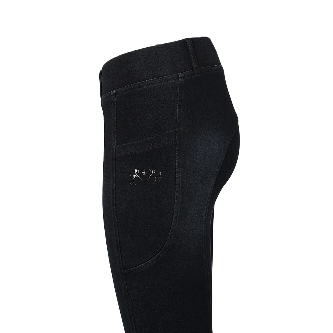 Equine Couture Ladies Denim Silicon Knee Patch Tights with Phone Pocket - Image 17
