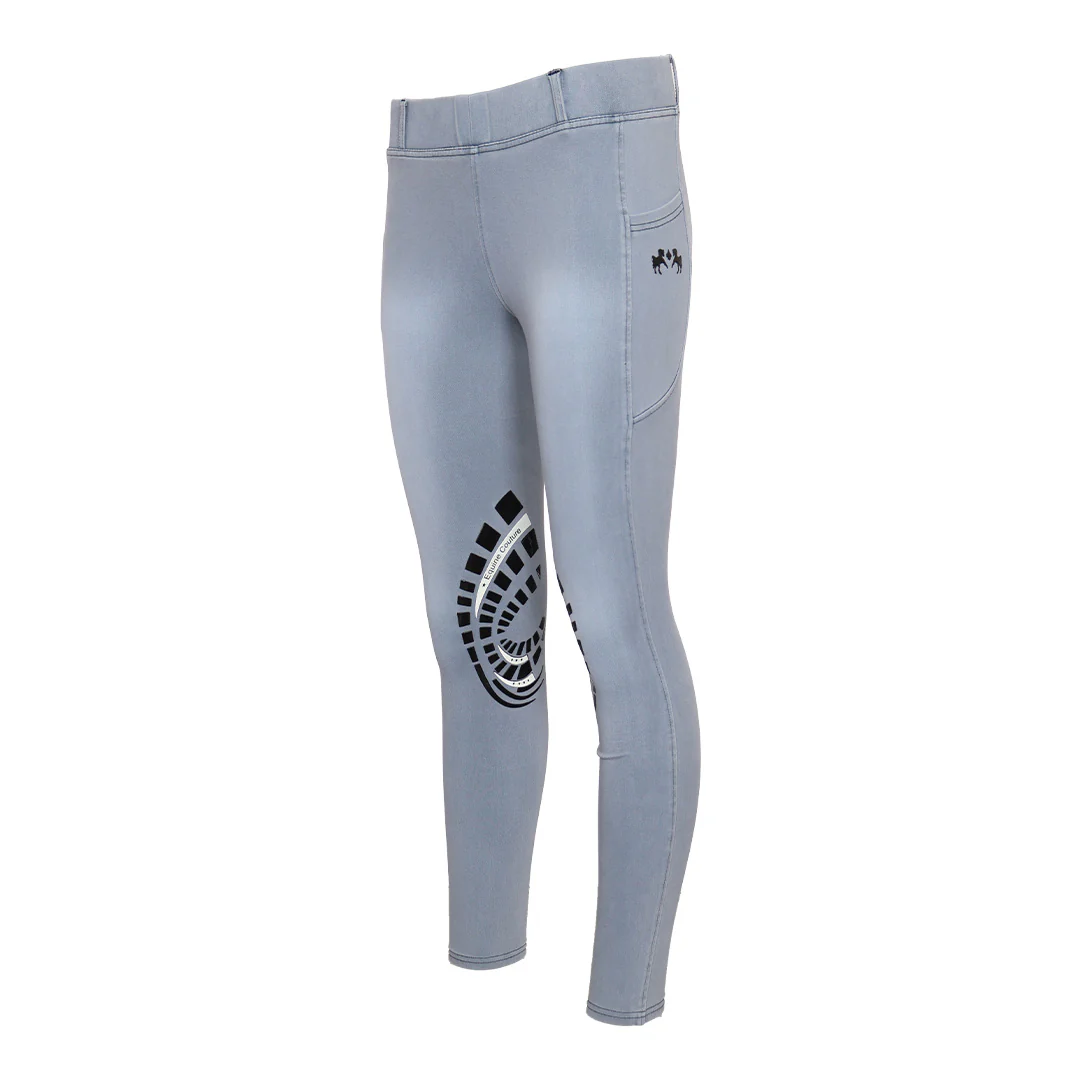 Equine Couture Ladies Denim Silicon Knee Patch Tights with Phone Pocket - Image 21